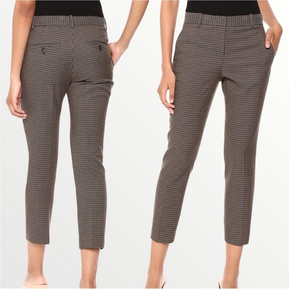 Theory EUC Treeca 2 Dot Jacquard Straight Leg Cropped Ankle Trousers Pants 6